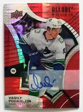 2021-22 UD Allure Rookie Vasily Podkolzin AUTO RED RAINBOW Canucks RC #107