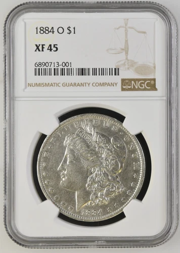 1884 O $1 Morgan Silver Dollar NGC Grade XF 45