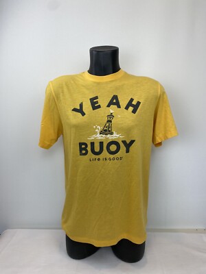 Life is Crusher Tee: Yeah Buoy Happy Yellow Medium