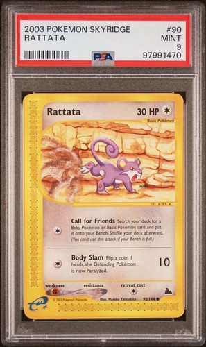 PSA 9 Rattata - 90/144 Skyridge WotC E-Reader Pokémon Karte - 2003 - Mint