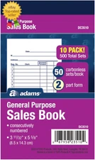 General Purpose Sales Book, 2-Part, Carbonless, White/Canary, 3-11/32 X 5-5/8, 5