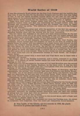 1949 World Series Summary Yankees Dodgers Box Score Baseball 6 page Article