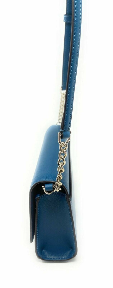 Kate Spade Staci Small Flap Chain Crossbody Blue Saffiano WLR00632