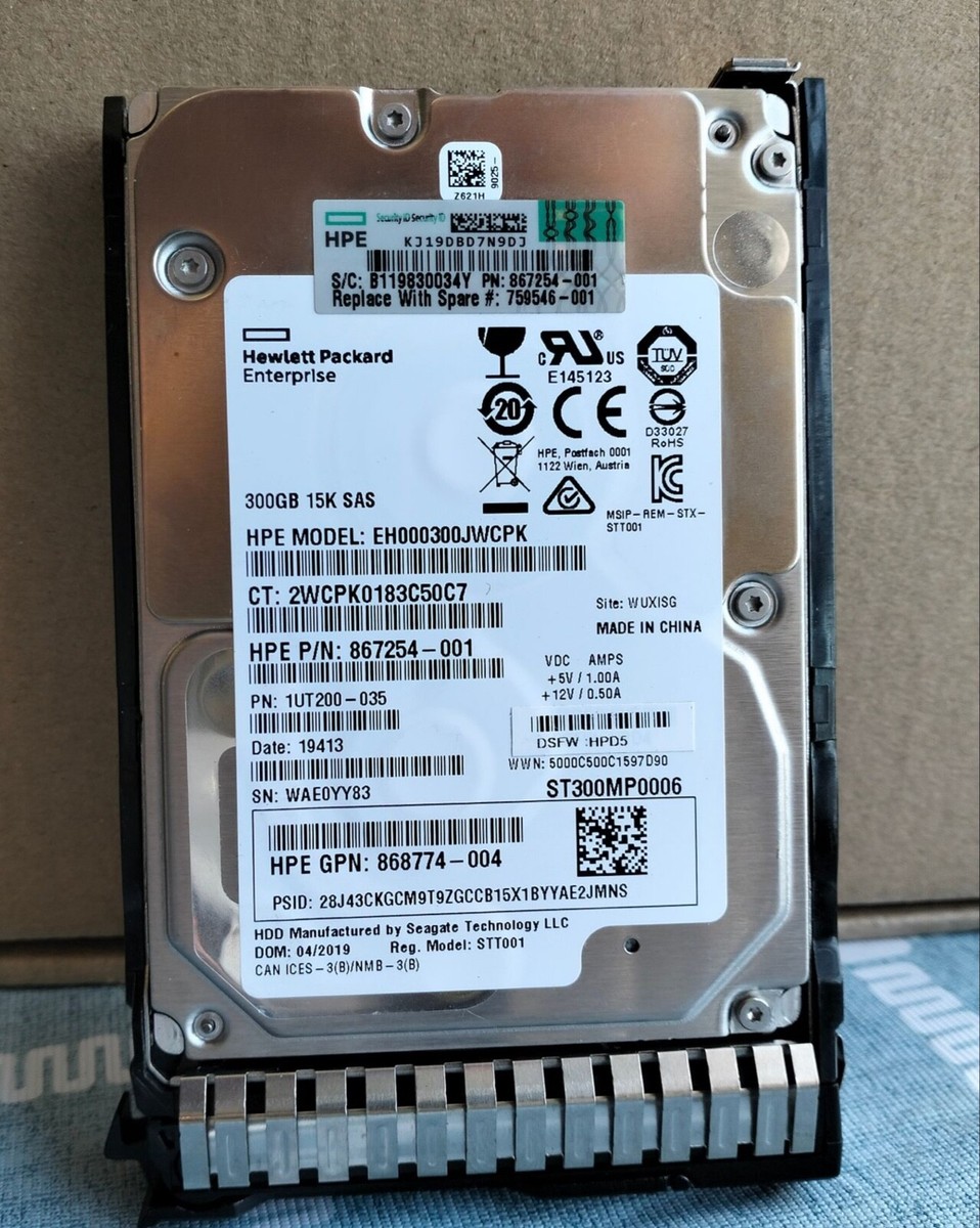 759208-B21 HP 300GB 12G SAS 15K 759546-001 744995-001 2.5