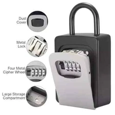 Key Lock Box for Outside-Combination Lockbox for House Key-Portable/Wall Mounted