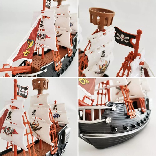 PIRATE SHIP KIDS TOY WITH 2 FIGURES MODEL CARIBBEAN REALISTIC PLAY SET NEW GIFT - Picture 4 of 4