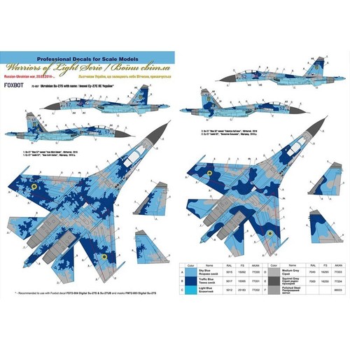 FOXBOT 72-037 Scale 1:72 Decal Sukhoi Su27 with Name Ukrainian AirForces digital - Picture 3 of 12