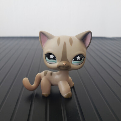 Mini Littlest Pet Shop LPS Toy #468 Short Hair Cat Rare Grey