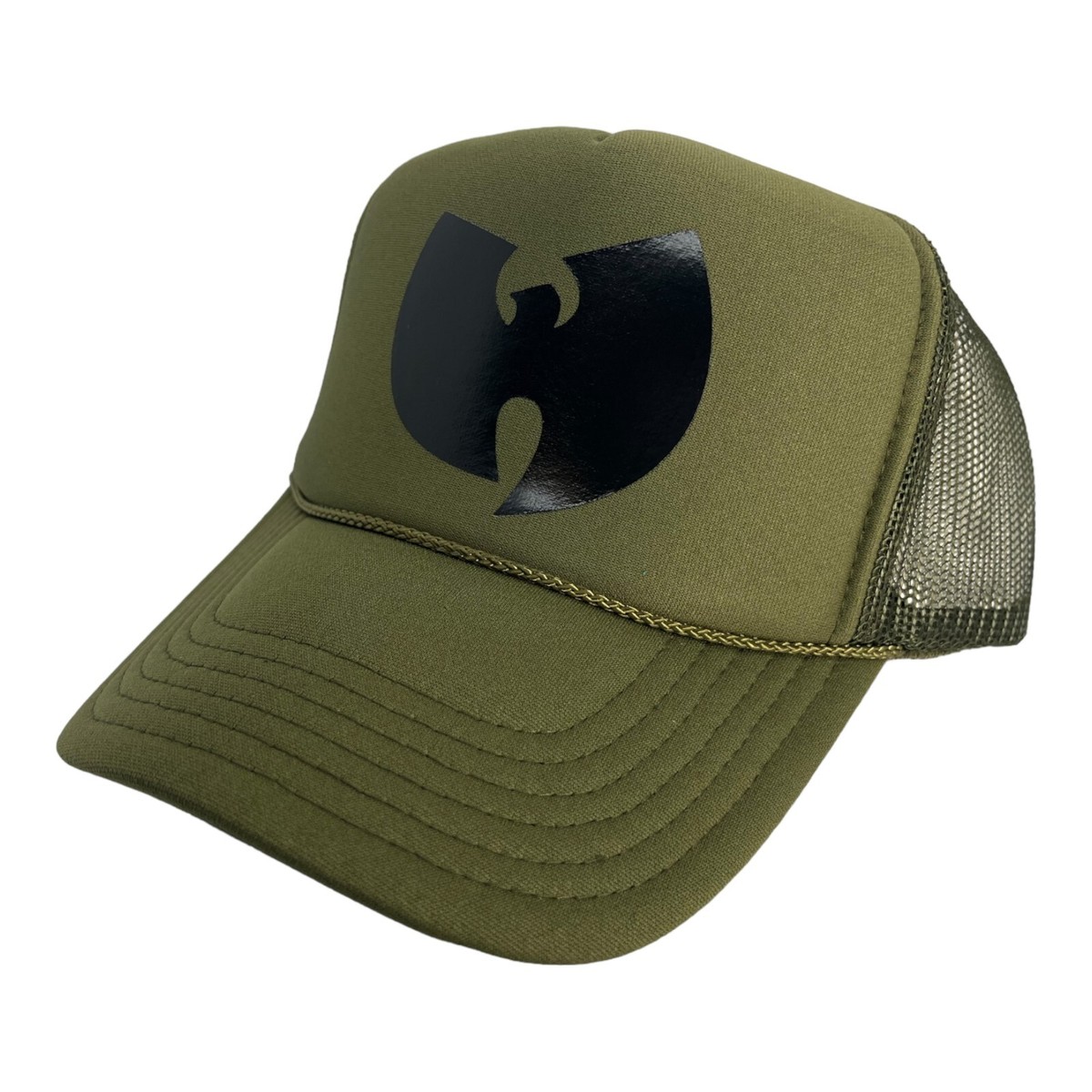 NEW WU TANG CLAN OLIVE GREEN BLACK HAT 5 PANEL HIGH CROWN TRUCKER
