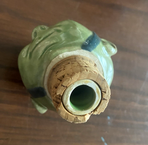 VINTAGE DECANTER GERMAN ART DECO BELLHOP BELLBOY MATTE GREEN #987 w 2 shot glass - Picture 7 of 13