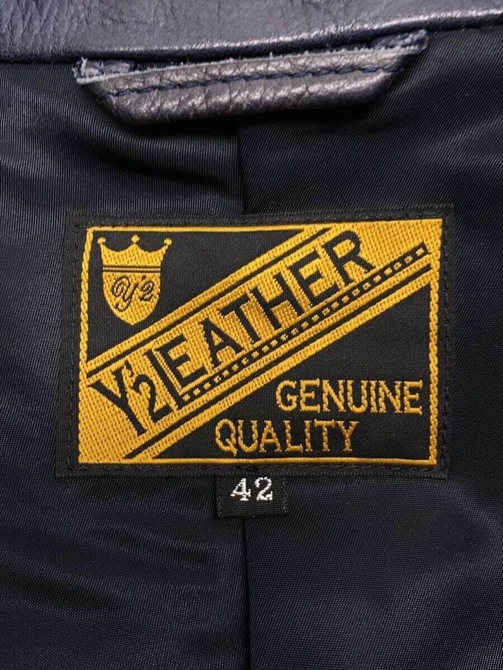 Y2 LEATHER STEER OIL LEATHER DOUBLE RIDERS JACKET 42 Size Men Navy eBay