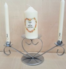 Handmade Personalised Floral Unity Candle set, with or without candle holder