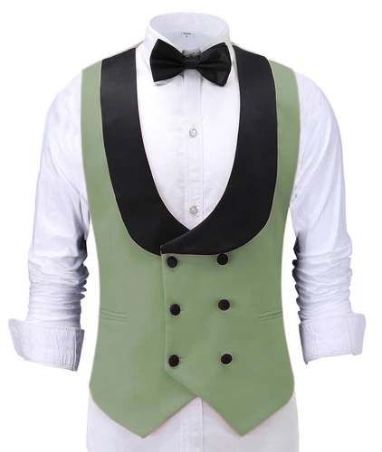 Men's Shawl Collar Vest Double Breasted Slim Prom Blazer Tops Waistcoat Waitress - Bild 12 von 42