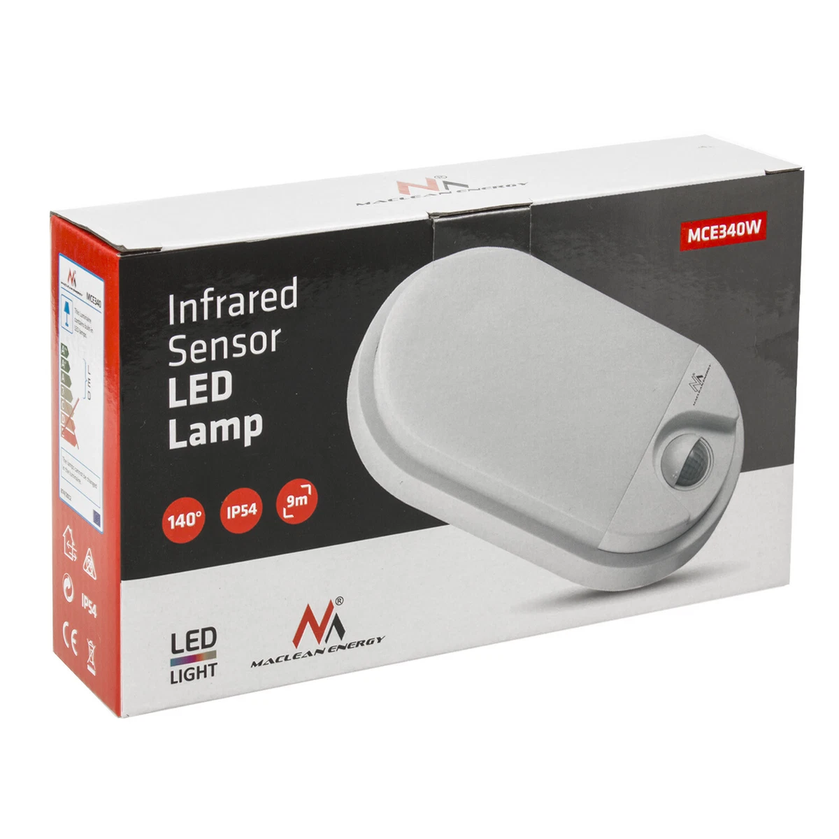Lámpara LED Sensor de Movimiento por Infrarrojos 1100lm 15W IP54 Blanco Negro