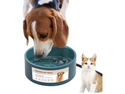 NAMSAN Heated Water Bowl for Outdoor Cats, 2.2L Heated Dog Bowl For Cold Weather