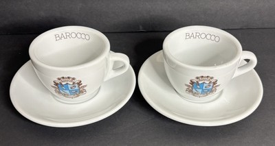 2 Barocco Coffee Company Cups & Saucers by Nuova Point Restaurant China Ware