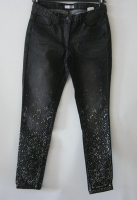 ANISTON Damen stretch Jeans Gr 18 ( 36K ) Fleckenmuster, antrazit/grau NEU