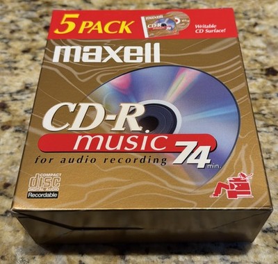 Maxell CD-R Music / 5 Pack / New / 74 MIN / For Audio Recording / CD-R74MU New 