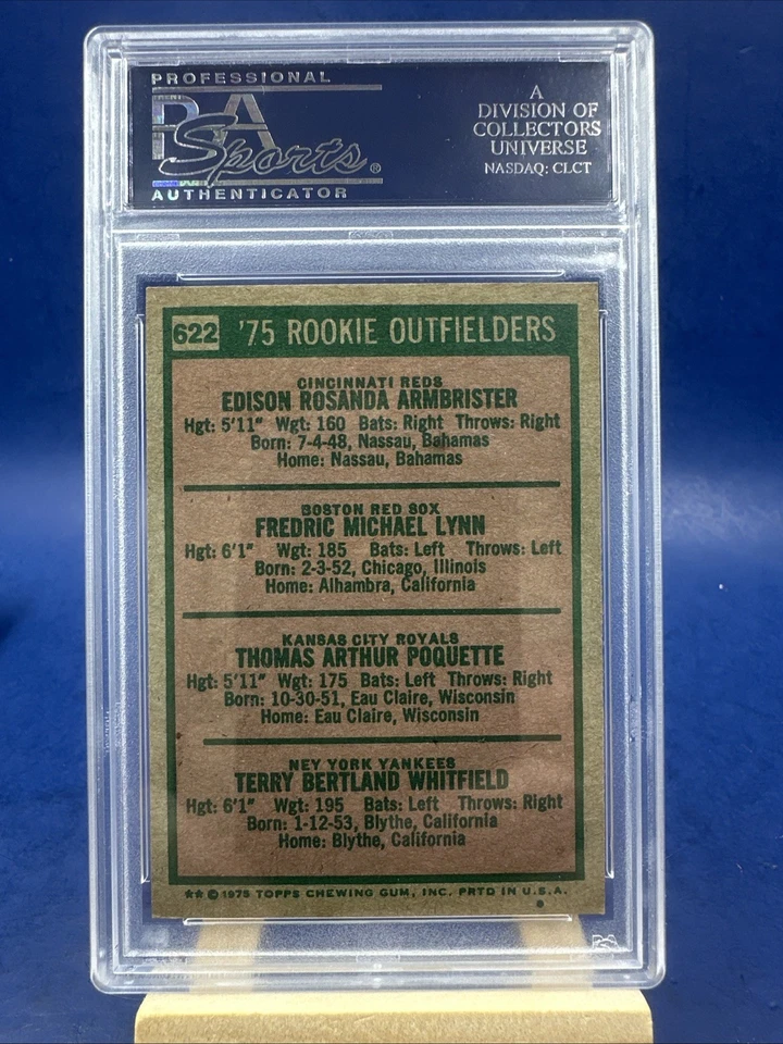 1975 TOPPS #622 新秀外野队新秀 RC PSA 8 Fred Lynn 波士顿红袜队 — 第 2/2 张图片