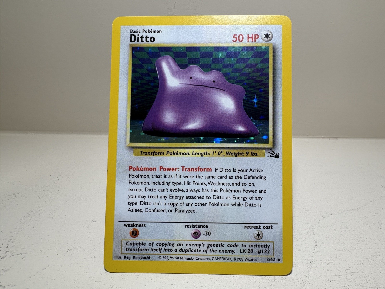 Pokémon TCG Ditto 3/62 Fossil Holo Rare Unlimited Trading Card LP Condition