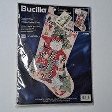 Bucilla 18" Christmas Stocking 83685 Country Folk Counted Cross Stitch Kit