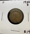 1922-D Lincoln Wheat Cent Semi Key Date in Fine Condition
