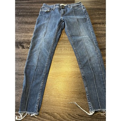 Levi's 535 Super Skinny Jeans Size 29 Blue Denim Frayed Hem High Rise Modern