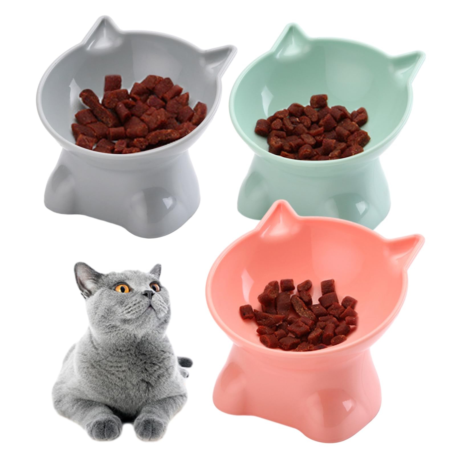 Gamelles pour chats en plastique bol antidérapant lot de 3 récipients