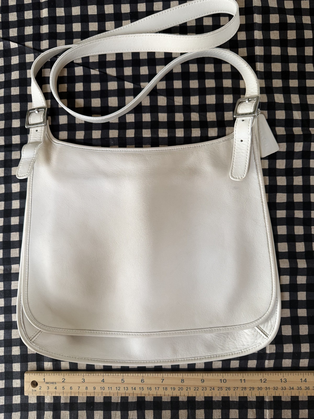 Vintage Coach 9135 Small Bone White Leather Hippie Flap Cross body ...