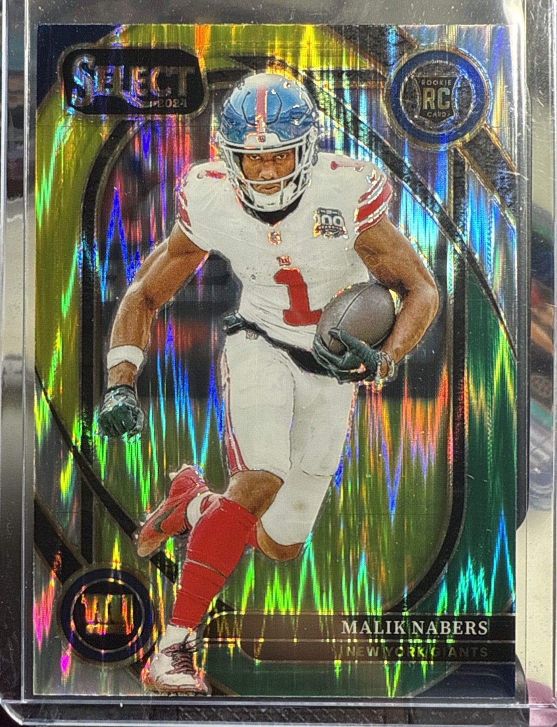 2024 Panini Select - Club Level Malik Nabers #220 Green & Yellow Shock Prizm...
