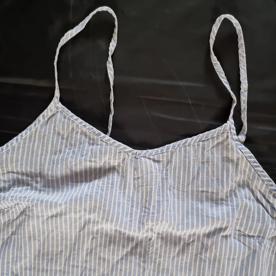 Peacocks Womens Blue Cotton Blend Striped Top Tank Size 6-8 - Image 3 of 3