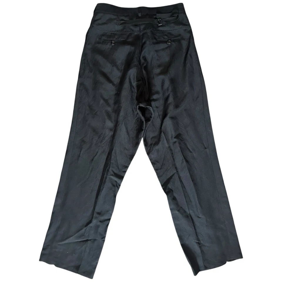 Isabel Benenato Size 40 S M Black Linen Silk Drop Crotch Pleated Pants Trousers - Image 3 of 4