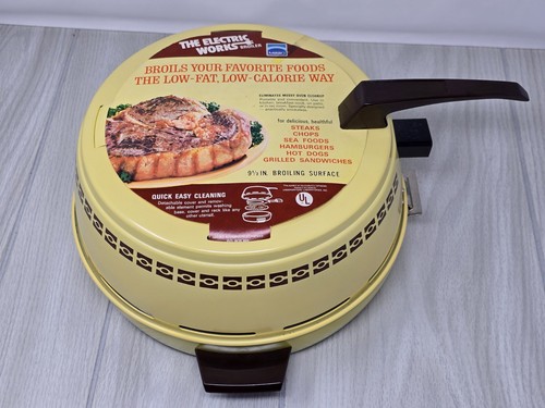 NEW! Vintage Mirro Portable Electric Broiler 0475-33 Round 9 1/2" Pale Yellow - Picture 8 of 11