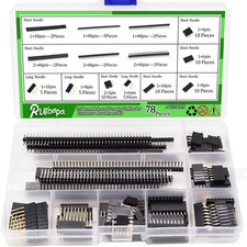 78 PCS 2.54mm Male and Female Pin Connector Assortment Kit Includes 9PCS Breakaw