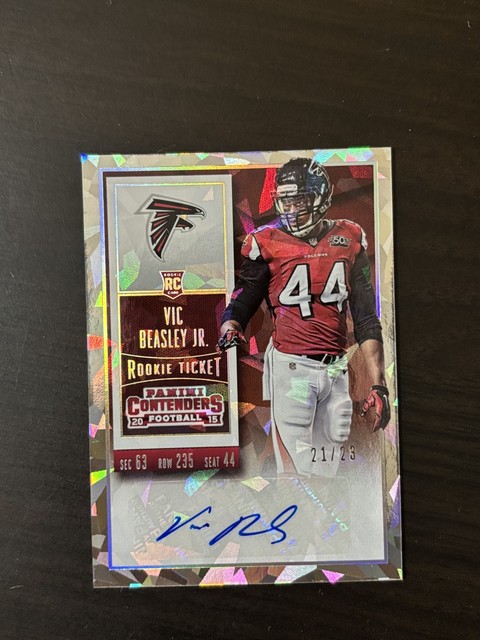 Vic Beasley Jr 2015 Contenders Rookie Ticket Autograph Cracked Ice /23 RC Auto