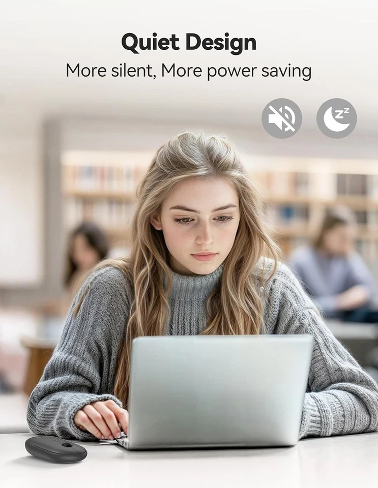 Tecknet Bluetooth 5.0 & 2.4G Wireless Mouse Silent Slim Portable Black - Image 2 of 4