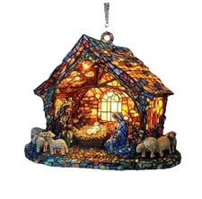 Handmade 2D Nativity Sun Catcher – Stained Acrylic Christian Window Ornament