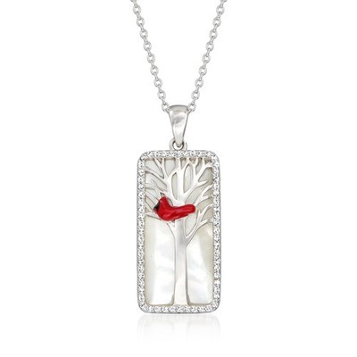 Ross-Simons Mop & WTpz Cardinal Ncklc w Multi Enam in Silver