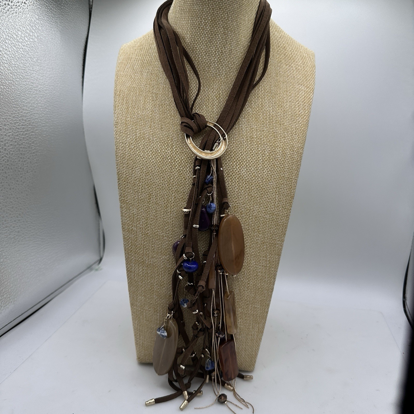 CHICO'S Western Statement Suede Lariat Tassel Nec… - image 9