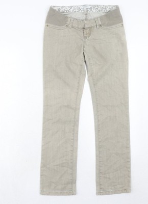 Mamas & Papas Damen beige Baumwolle gerade Jeans Größe 6 normal Haken & Ösen