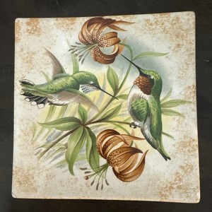 Vintage Mexican Tile 5.5” Square Hummingbird Birds Flowers