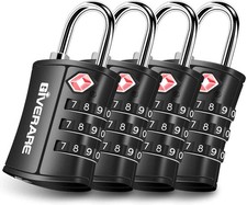 4 Pack TSA Approved Travel Luggage Locks, Combination Lock Keyless, 3-Digit Padl
