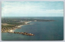 Kennebunkport Maine~Three Crescents Public Beaches~Birds Eye View~1966 Postcard