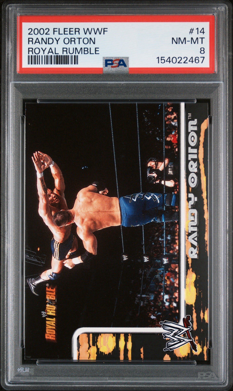 2002 FLEER WWE ROYAL RUMBLE #14 RANDY ORTON PSA 8 view 2