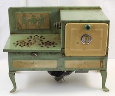 Vintage Empire Metal Ware Toy Electric Oven Green  Yellow