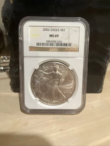 American Eagle 2002 S$1 MS 69 NGC 1oz Fine Silver Coin NGC CERTIFIED Slab