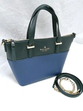 m1211 kate spade New York Leather Shoulder Bag Black & Blue Near Mint 2Way