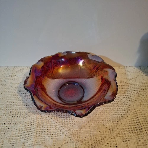 Vintage Indiana Glass Co. "Heirloom" Red Carnival Bowl GORGEOUS!
