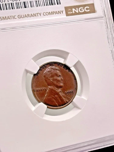 RARE - Collectible 1955 Lincoln Wheat Penny Doubled Die OBV 1C NCG AU 58 BN