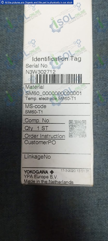 Yokogawa SM60-T1 pH/ORP Electrode Sensor 10 Bar -20°C to 150°C